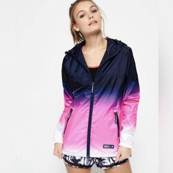 SUPERDRY Original Windcagoule Jacket Gradient Tricolor Windbreaker Jacket Sz XS - Picture 2 of 12